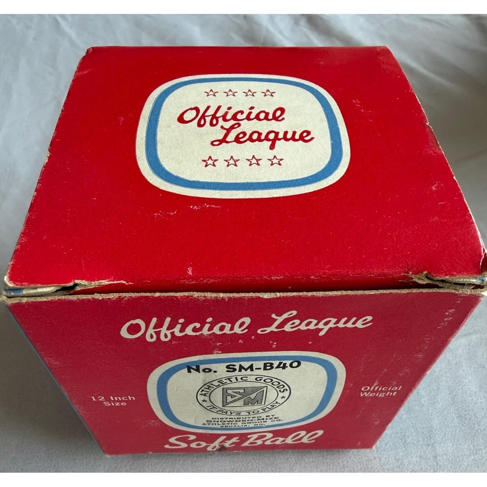 Vintage Official League Softball SM-B40 Snowden-Mize 12 Inch Cork Core with Box